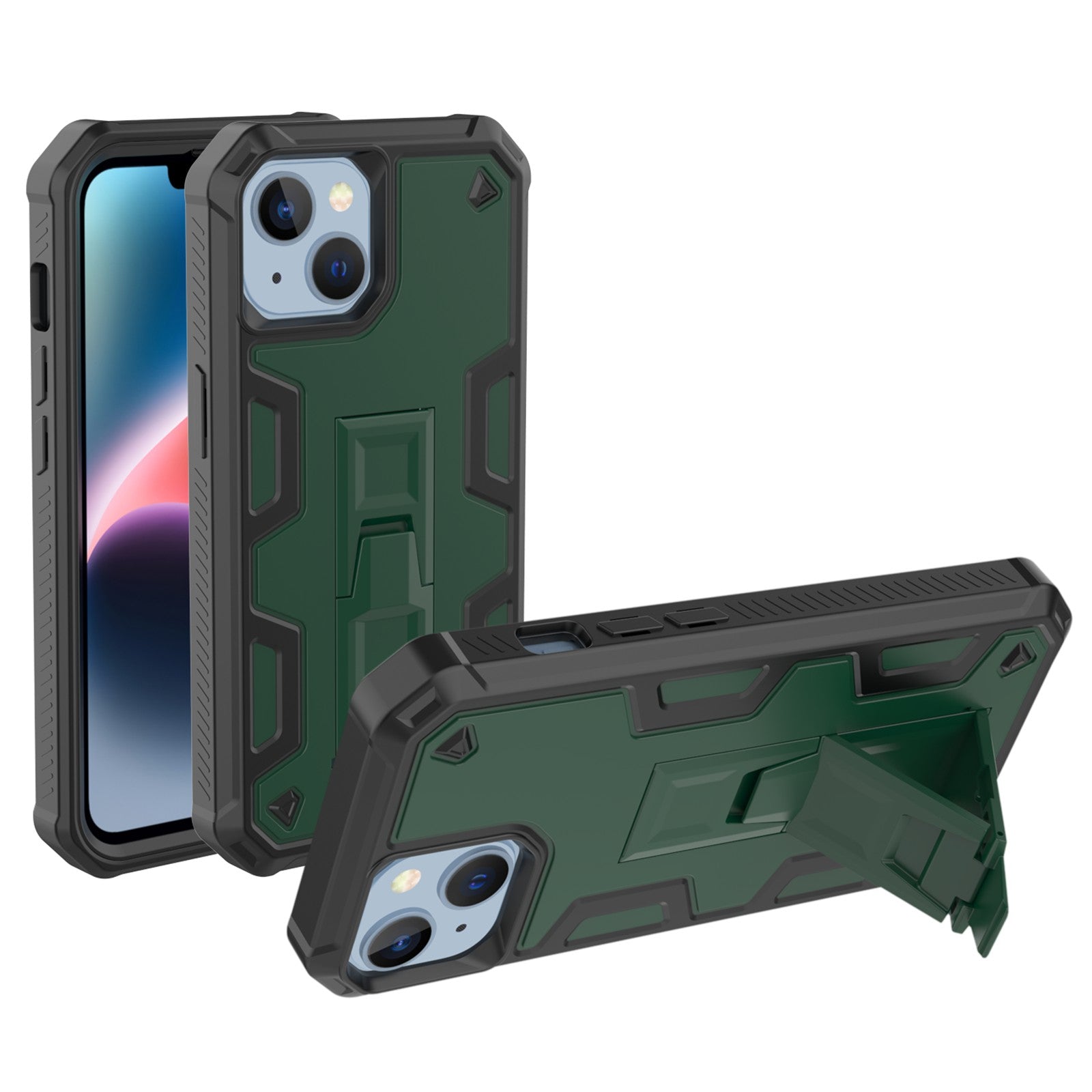 For iPhone 14 TPU PC Phone Case Reinforced Corners Hidden Kickstand Back Cover For iPhone 14 TPU PC Phone Case Reinforced Corners Hidden Kickstand Back Cover